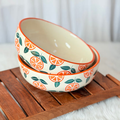 Citrus Charm Handcrafted Ceramic Serving Bowl