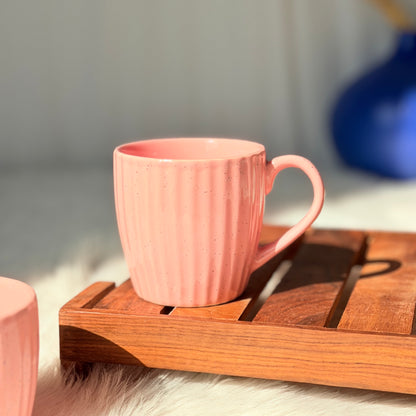 Blush Ribbed Ceramic Coffee Mug