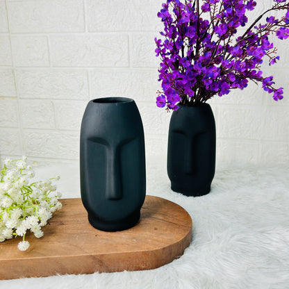 Monochrome Tribal Face Ceramic Vase Set