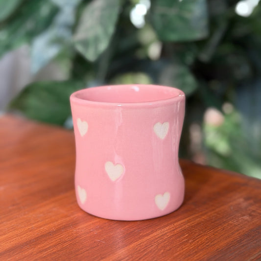Pink Heart Glass Jar