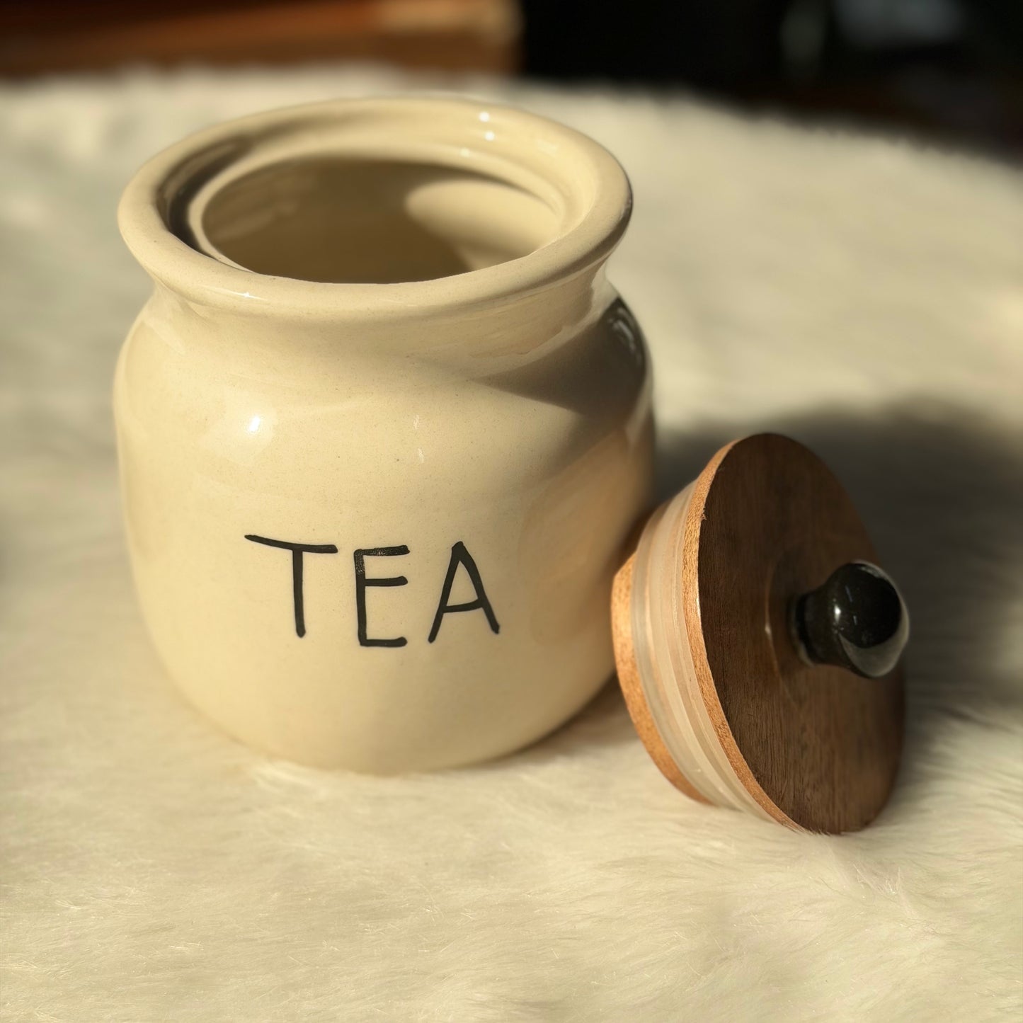 Rustic Ceramic Kitchen Canister Set (Coffee, Sugar & Tea)