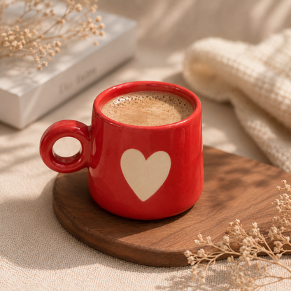 Red Heart Ceramic Coffee Mug