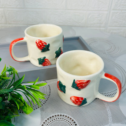 Strawberry Ceramic Mug & Plate Set – 3-Piece Gift Collection