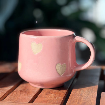 Blush Pink Heart Ceramic Mug