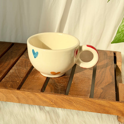 Pastel Heart Accent Ceramic Cup