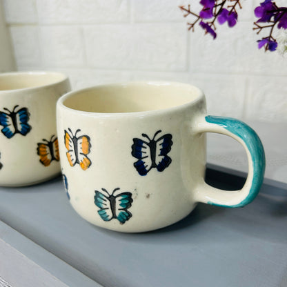 Flutter Charm Butterfly Painted Ceramic Mug – Artistic & Elegant