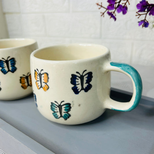 Flutter Charm Butterfly Painted Ceramic Mug – Artistic & Elegant