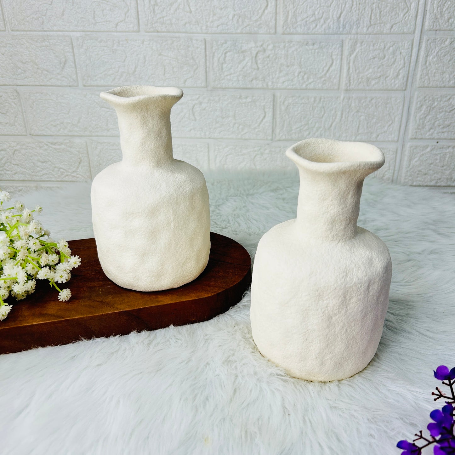 Textured Off-White Ceramic Vase – Rustic Minimalist Decorative Pot