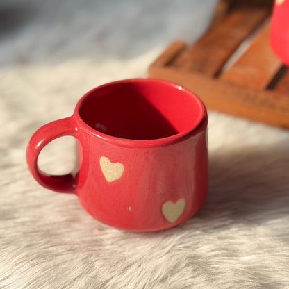 Red Heart Ceramic Tea Cup Set