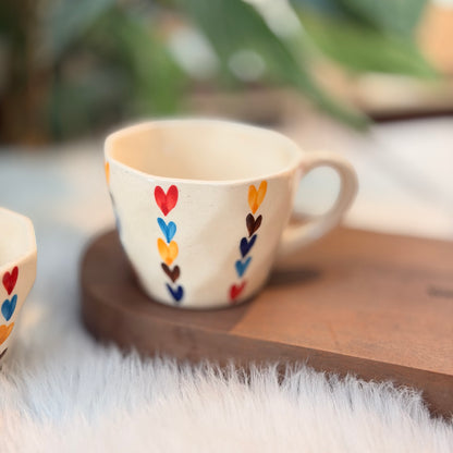 Rainbow Hearts Ceramic Coffee Mug – Aesthetic Love Mug (300 ml)