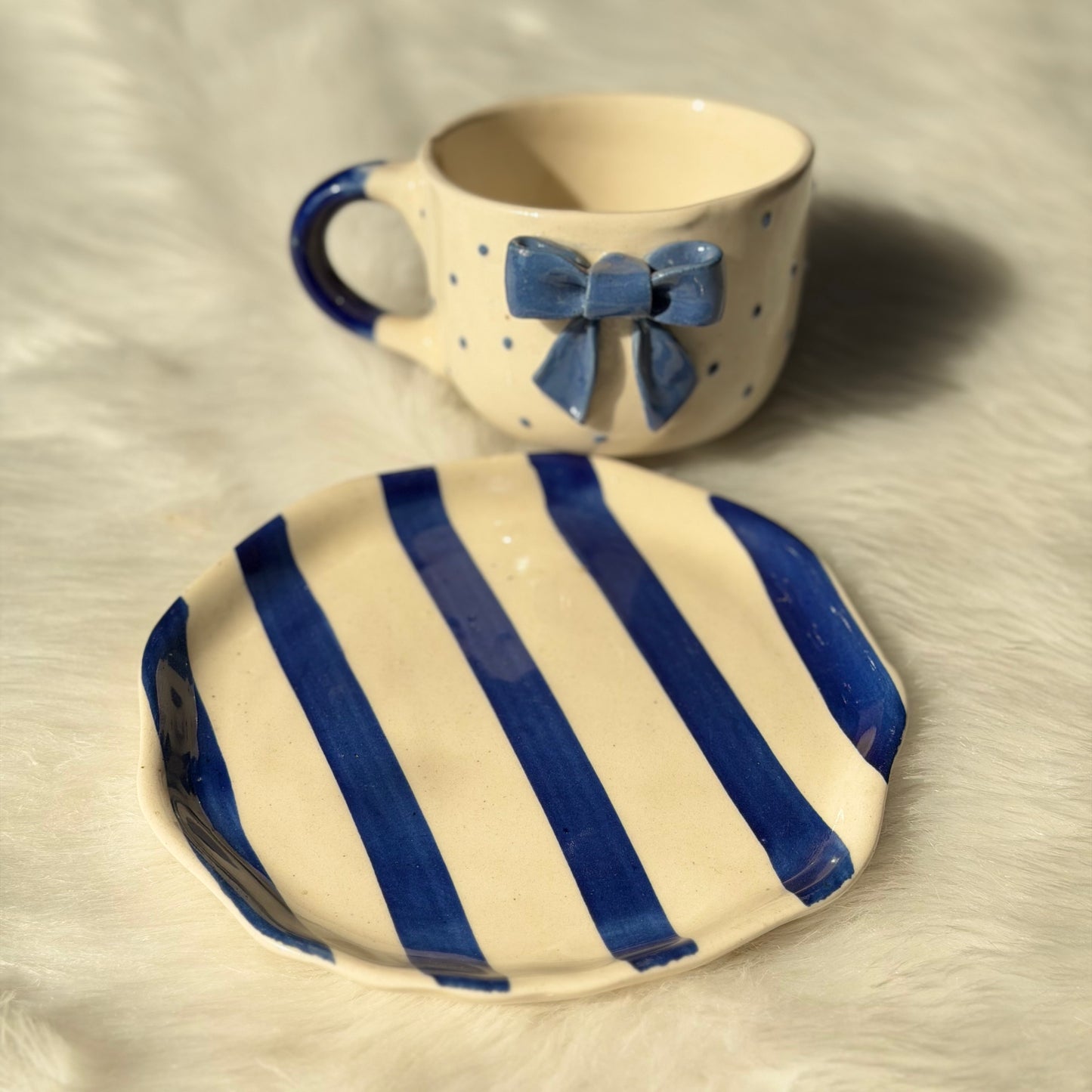 Midnight Bow Ceramic Cup & Saucer Set