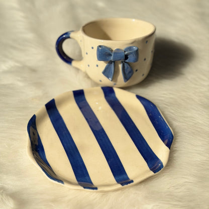 Midnight Bow Ceramic Cup & Saucer Set