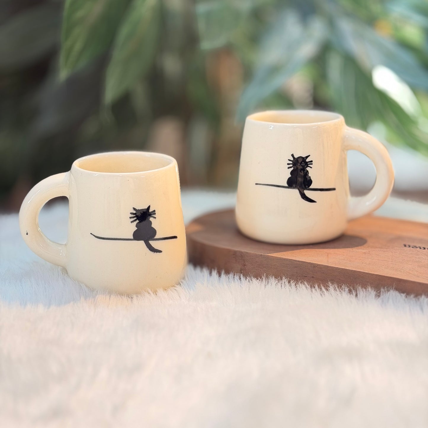 Black Cat Ceramic Mug – Minimalist Cat Coffee Mug (300 ml)