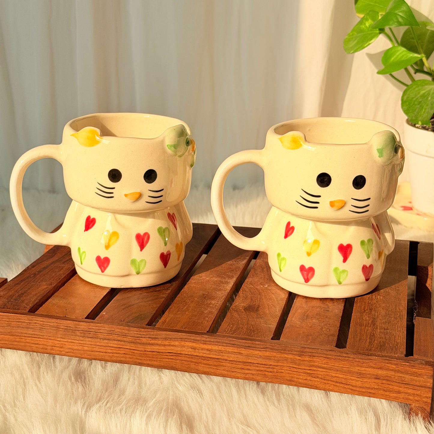 Whiskered Hearts Cat Ceramic Mug