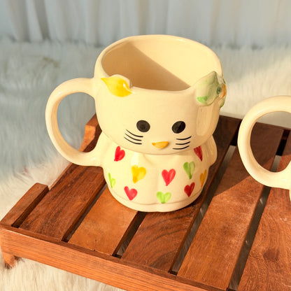 Whiskered Hearts Cat Ceramic Mug