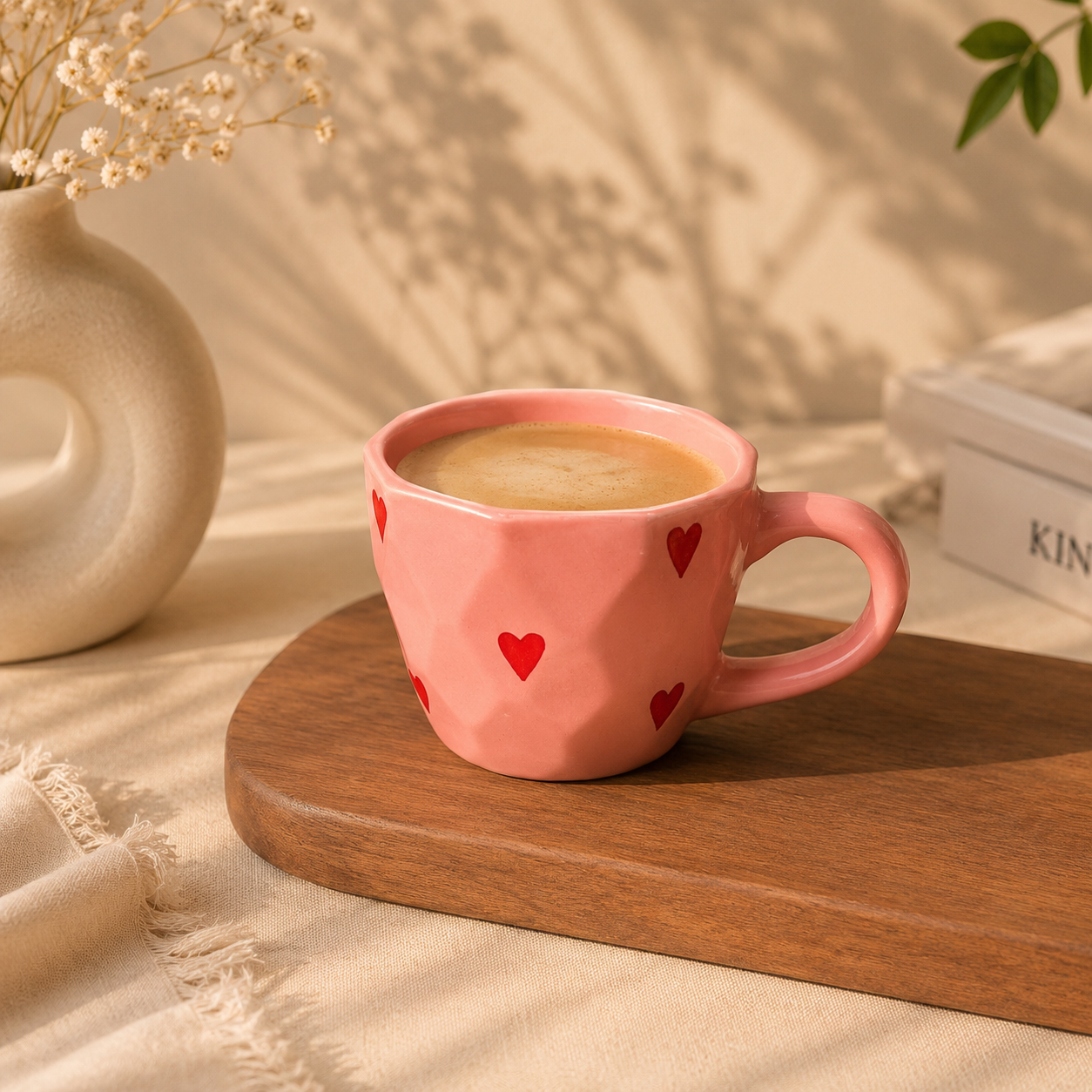 Pink Heart Ceramic Coffee Mug – Cute Love Mug