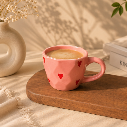 Pink Heart Ceramic Coffee Mug – Cute Love Mug