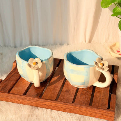 Daisy Bloom Blue Ceramic Coffee Mug