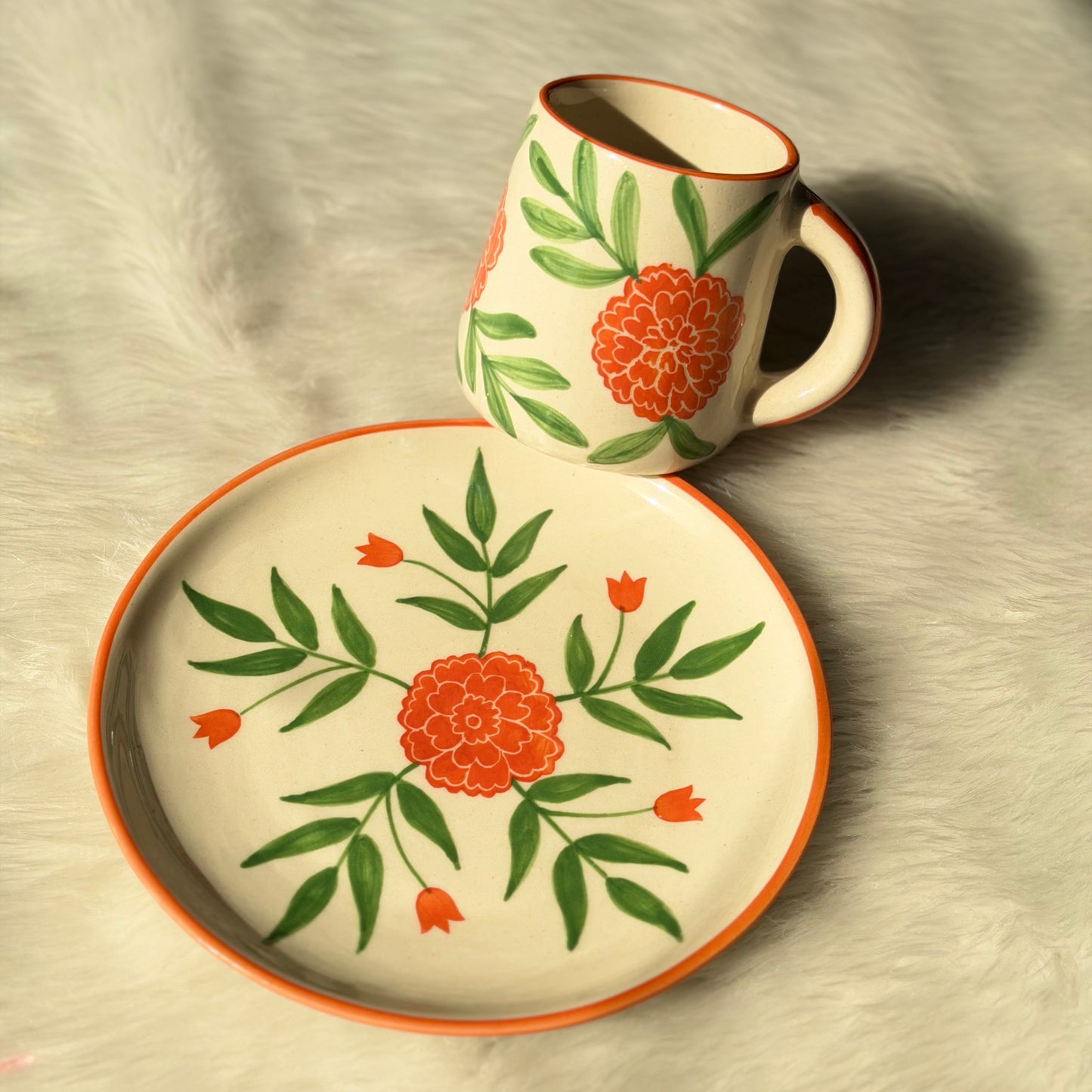 Floral Ceramic Cup & Saucer Set