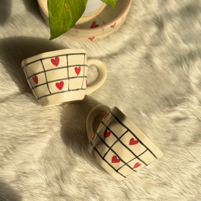 Sweetheart Checkered Ceramic Coffee Mug – Heart Edition