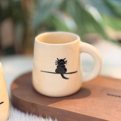 Black Cat Ceramic Mug – Minimalist Cat Coffee Mug (300 ml)