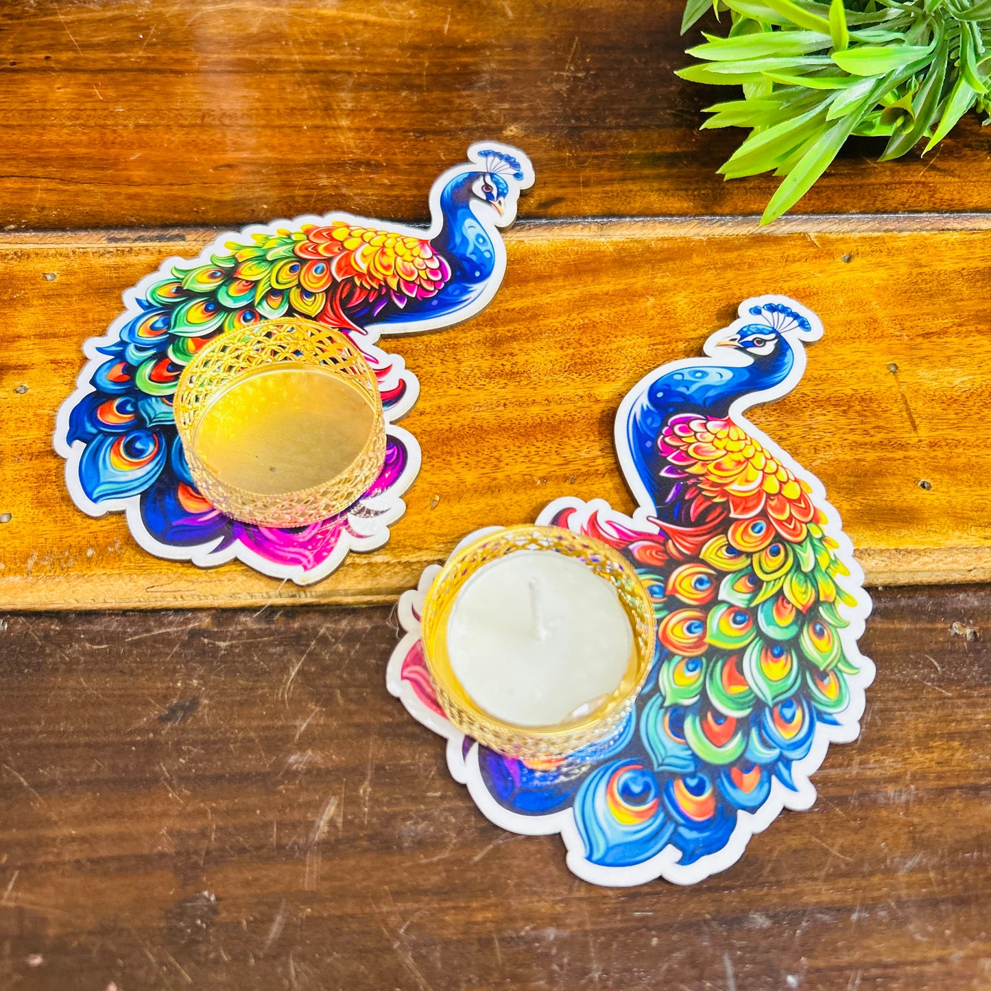 Peacock Tea Light Holder (Set of 2)