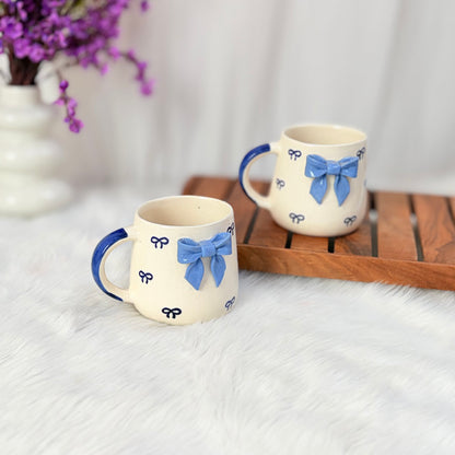 Elegant Blue Bow Ceramic Mug