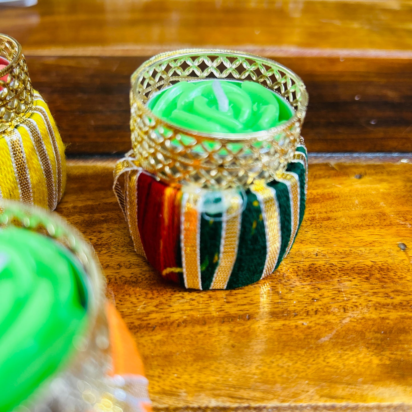 Drum Rangoli Tea Light Candle Holders (set of 4)