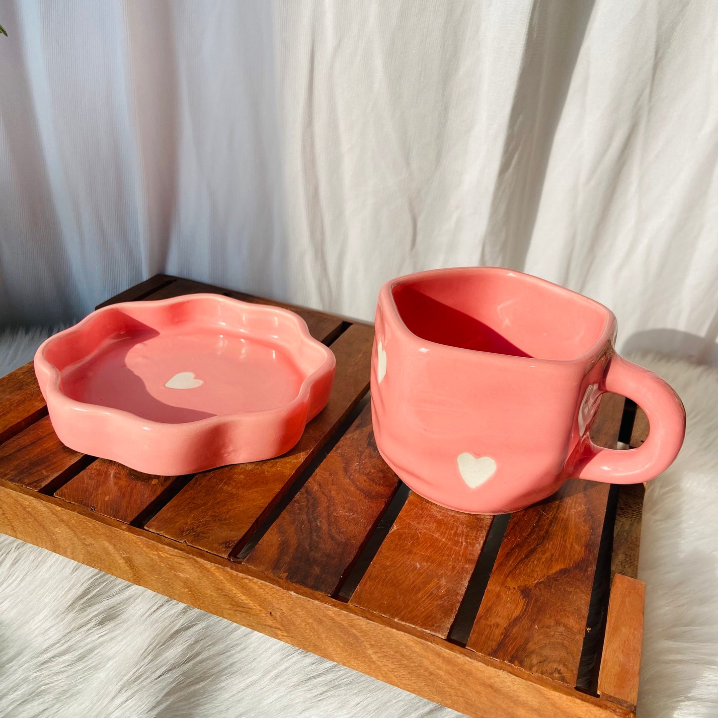 Pink Heart Cup Saucer