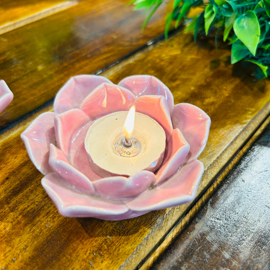 Pink Flower T-Light Holder ( set of 1 )
