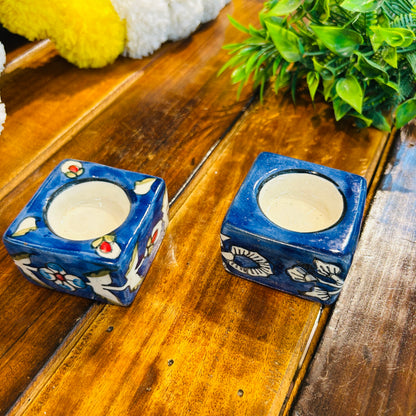 Blue Square T-Light Holder ( set of 2 )