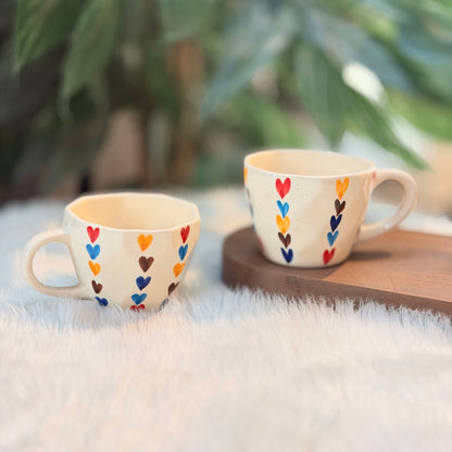 Rainbow Hearts Ceramic Coffee Mug – Aesthetic Love Mug (300 ml)