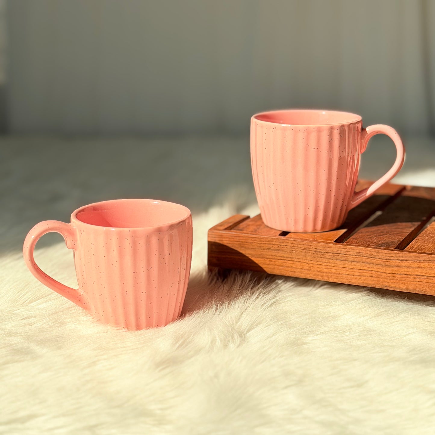 Blush Ribbed Ceramic Coffee Mug