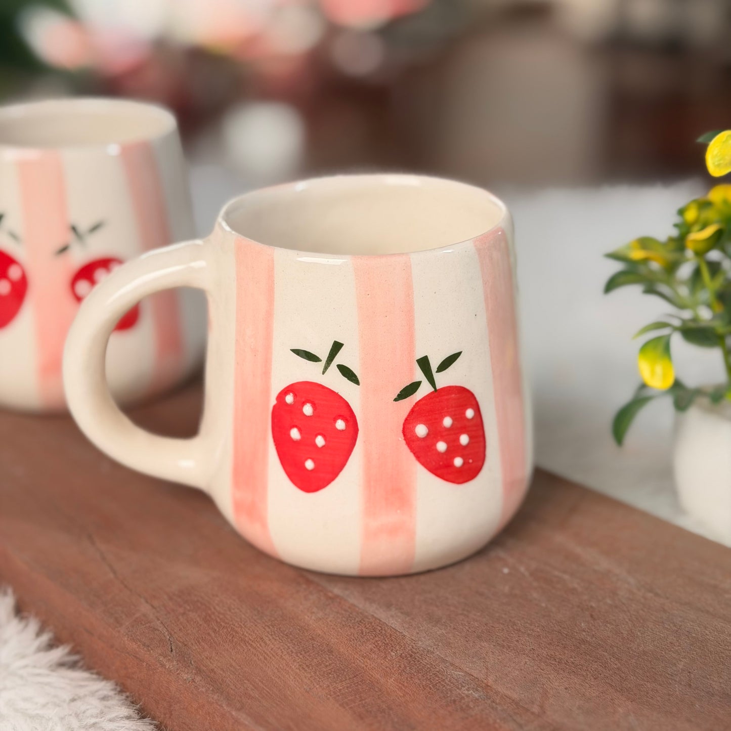 Handcrafted Strawberry Bliss Ceramic Mug