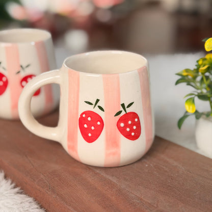 Handcrafted Strawberry Bliss Ceramic Mug