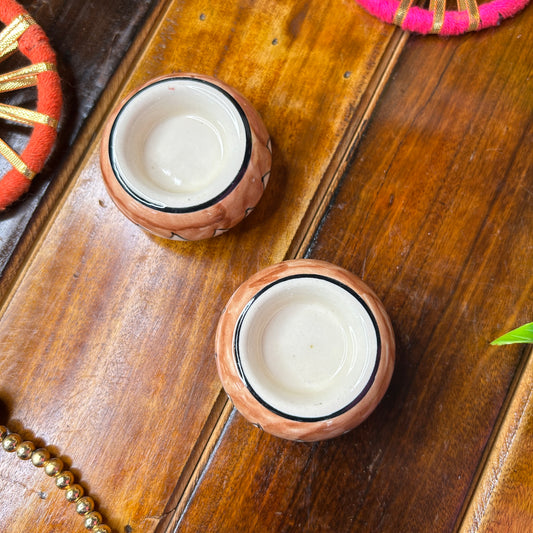 Brown Round T-lights Holder ( set of 2 )