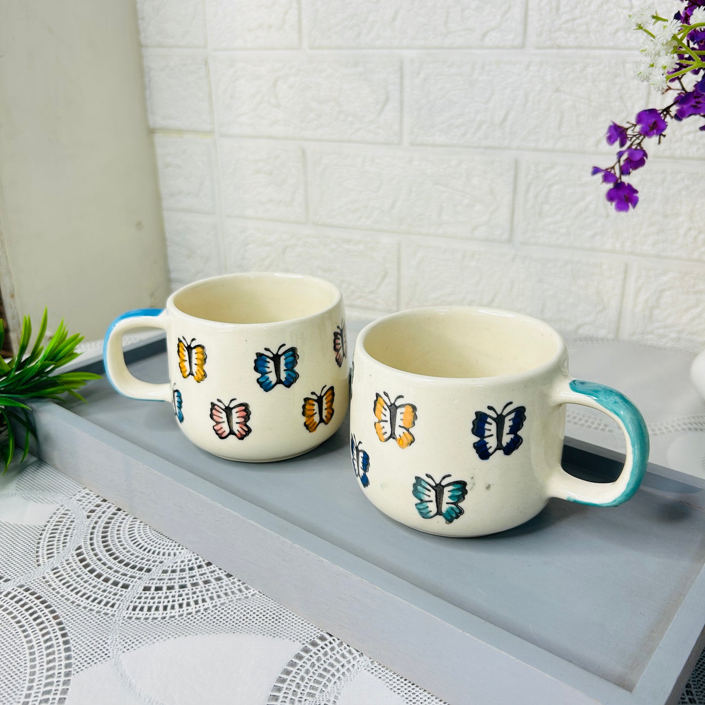 Flutter Charm Butterfly Painted Ceramic Mug – Artistic & Elegant