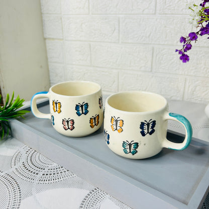 Flutter Charm Butterfly Painted Ceramic Mug – Artistic & Elegant