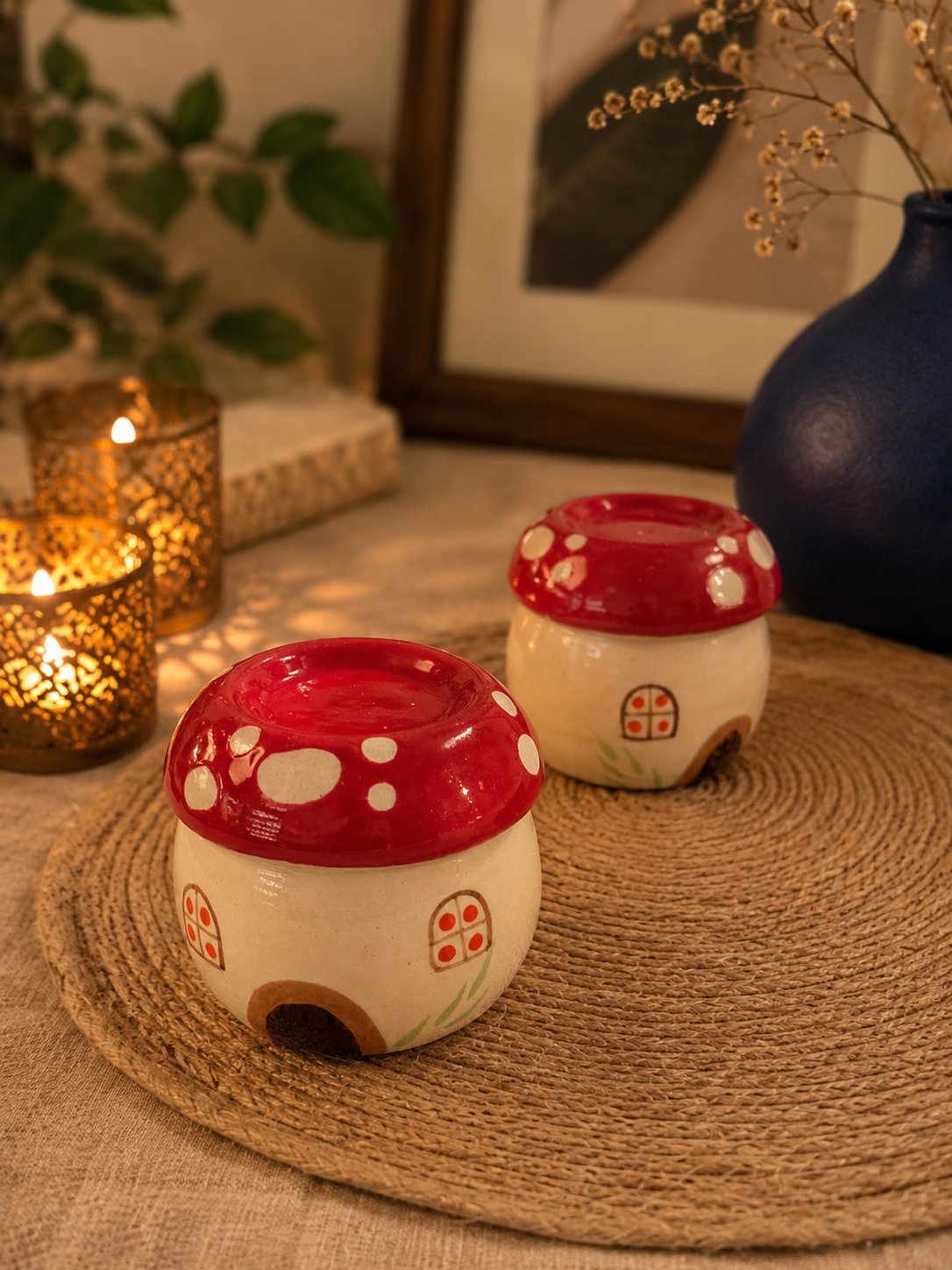 Mushroom Cottage Ceramic Tealight Holder