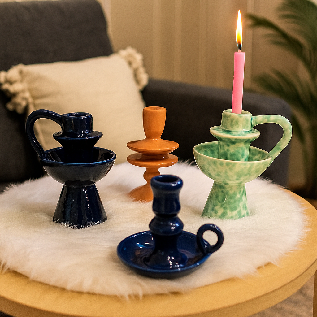 Ceramic Candle Stands (Set of 4)