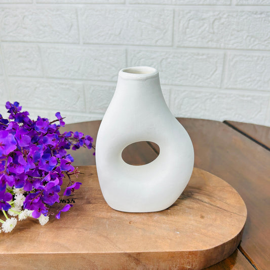 Ethereal White Ceramic Hollow Vase