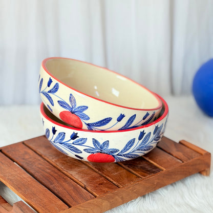 Indigo Bloom Ceramic Serving Bowl