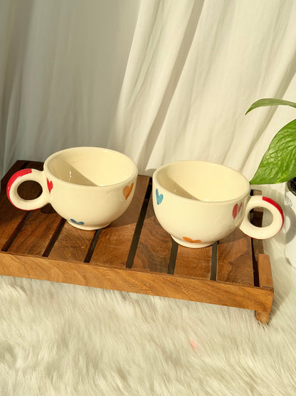 Pastel Heart Accent Ceramic Cup