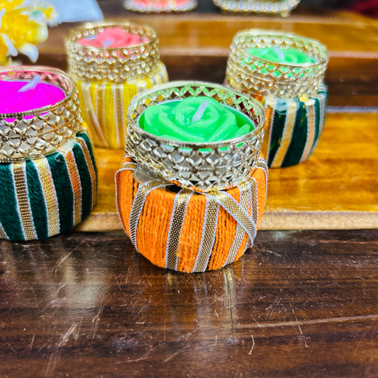 Drum Rangoli Tea Light Candle Holders (set of 4)