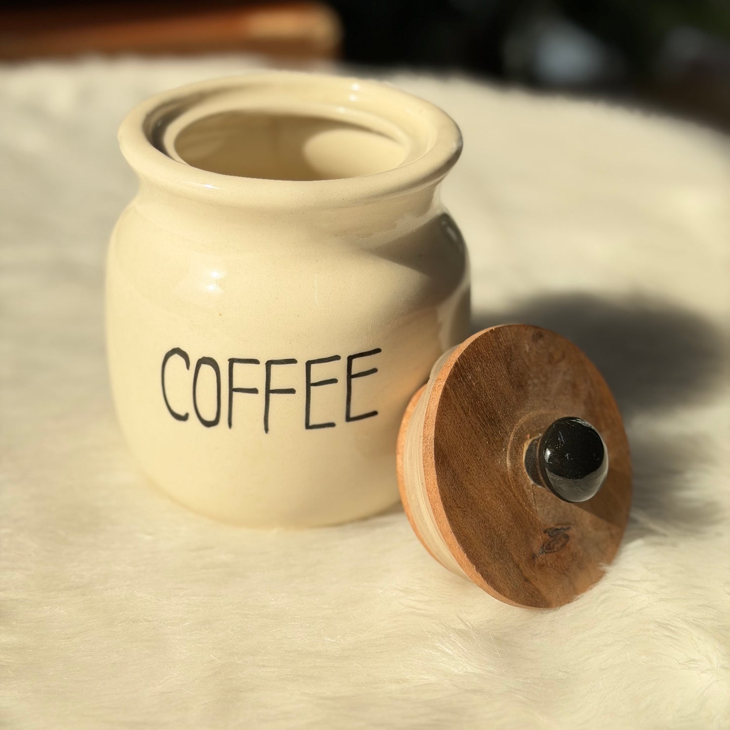 Rustic Ceramic Kitchen Canister Set (Coffee, Sugar & Tea)