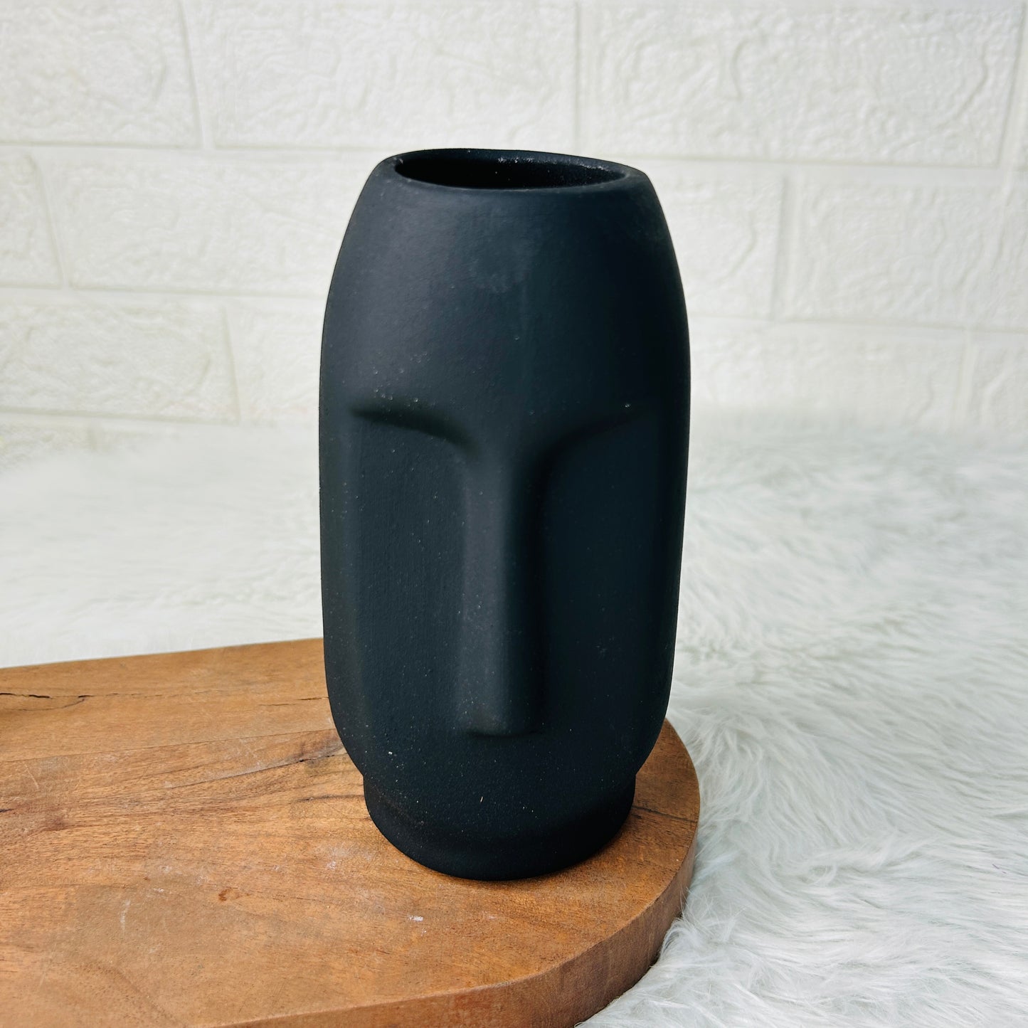 Monochrome Tribal Face Ceramic Vase Set