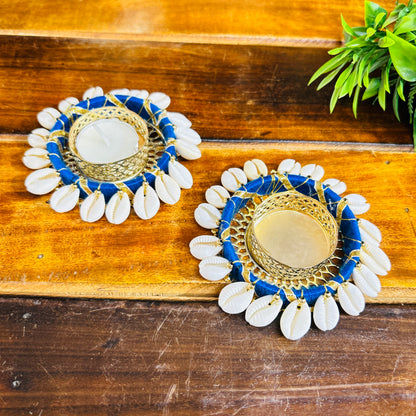 Shankh Design T light candle holder (Set of 2)
