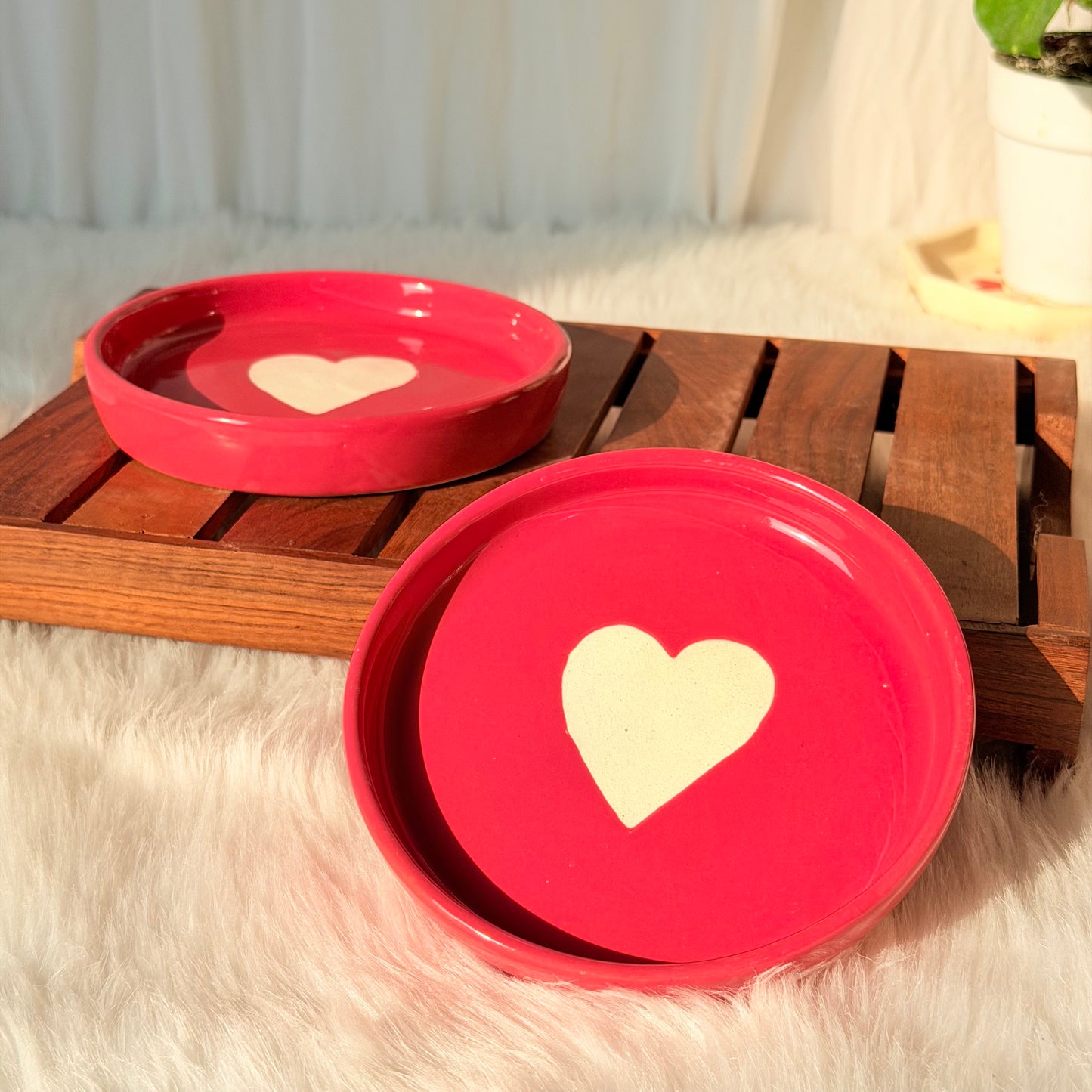 Red Heart Serving Snack Plate