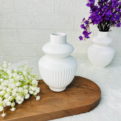 Monochrome Ripple Ceramic Vase Set (Black & White)