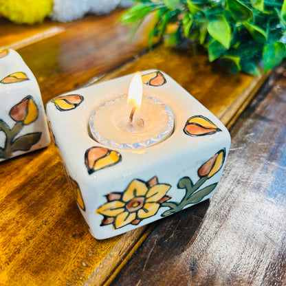 White Square T-Light Holder ( set of 2 )